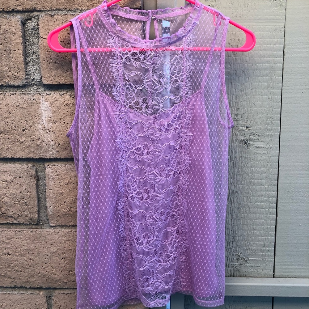 NWOT Express lavender lace sexy tank with cami